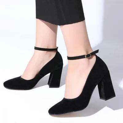 Купить Черные женские туфли на каблуке | Joom