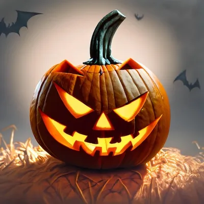 Тыква на Хеллоуин с глазами, носом и улыбающимся ртом Stock Photo | Adobe  Stock