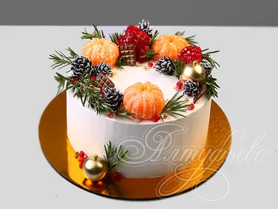 Торт с Гранатом и мандаринами 27122220 стоимостью 7 650 рублей - торты на  заказ ПРЕМИУМ-класса от КП «Алтуфьево»