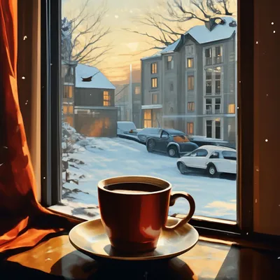 Картинка доброе зимнее утро с кофе чашкой