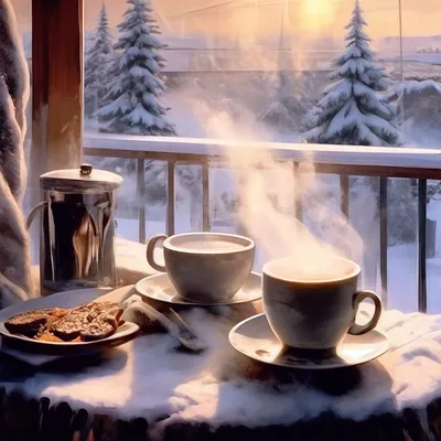 Доброе утро! Хорошего дня! | Доброе утро, Кофе, Зимние картинки