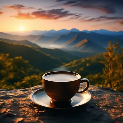 Утро, рассвет, красивый вид с горы…» — создано в Шедевруме