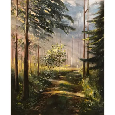 Картина «Зимнее утро в лесу» Холст, Масло 2022 г.