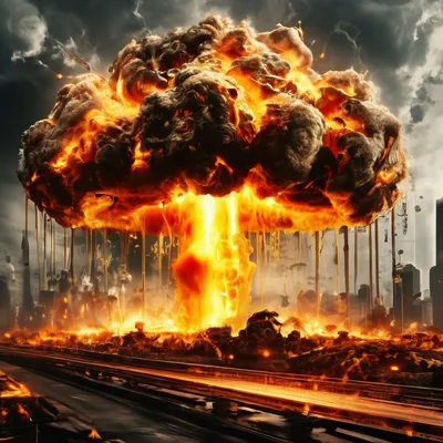 Ядерный взрыв с грибом 4к качестве» — создано в Шедевруме