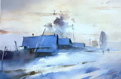 Зимний пейзаж на картине - зима на картинах современных художников