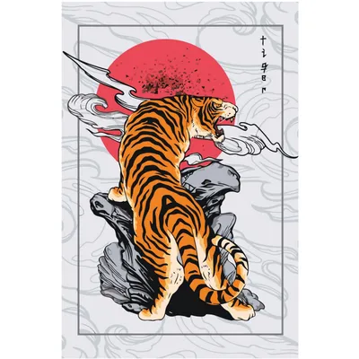 Тигр в японском стиле Раскраска картина по номерам на холсте FU96 купить в  Москве и СПб