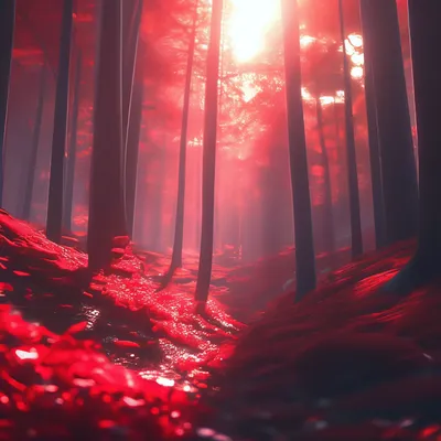 🌳 красный лес эстетично, красиво, …» — создано в Шедевруме