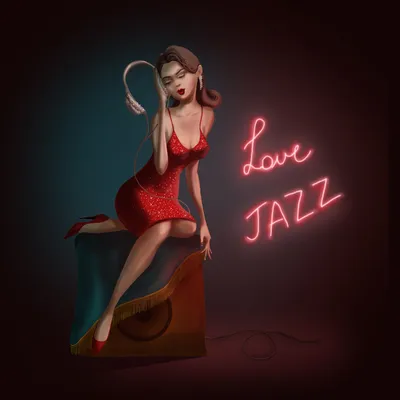 Иллюстрация Девушка в красном. Love Jazz в стиле персонажи |