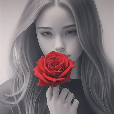 🪻🌸 девушка и роза в стиле …» — создано в Шедевруме