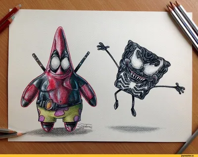 Рисунок карандашом :: Deadpool Patrick :: Venom Spongebob / смешные  картинки и другие приколы: комиксы, гиф анимация, видео, лучший  интеллектуальный юмор.