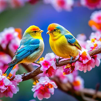 Весна, птицы на цветущий веточке …» — создано в Шедевруме