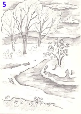 Ранняя весна рисунок карандашом - 52 фото