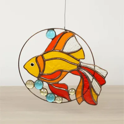 Витраж Золотая рыбка, Чудосветики. Stained Glass Goldfish, Wonderlights