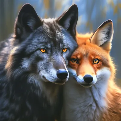 Лиса и волк - друзья навеки» — создано в Шедевруме