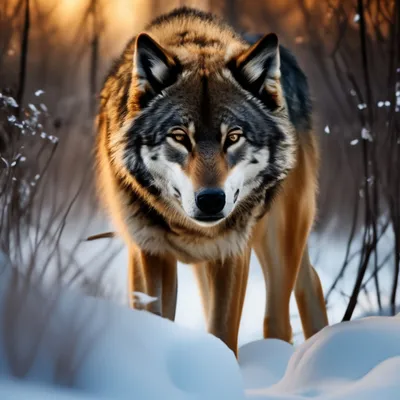 Крупный План Портрета Серого Волка Зимой стоковое фото ©YAYImages 258464602