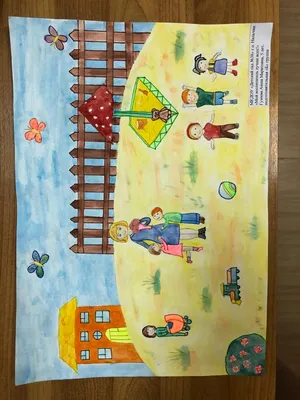 Воспитатель с детьми на площадке - картинка №11047 | Printonic.ru