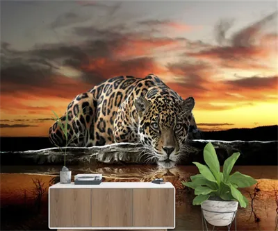 Современная индивидуальная фотообои высокого разрешения с леопардовым  рисунком и отражением питьевой воды, фоновые обои на заказ для гостиничного  оборудования | AliExpress