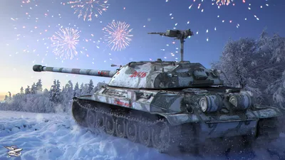 Картинки World of Tanks Танки Новый год фейерверк IS-7 2560x1440
