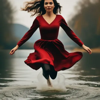красивая женщина в красном платье, летающая по ветру над фэнтези-небом.  модная модель в вечернем роскошном платье с порезом. сексу Стоковое  Изображение - изображение насчитывающей фантазия, платье: 271187015