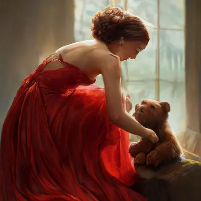 Девушка в красном платье на стене Стоковое Изображение - изображение  насчитывающей шикарно, представлять: 89667033