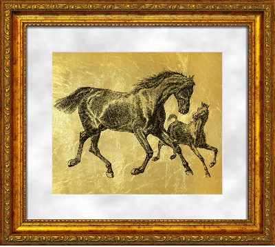 Купить подарок картина с изображением Лошадей из сусального золота |  Уникальные подарки с изображением животных