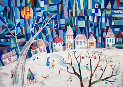 Сказочная зима. Акварель | Краска, Рождественское художественное  оформление, Абстрактное