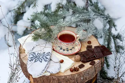Зима, первый снег, уют, чашка кофе» — создано в Шедевруме