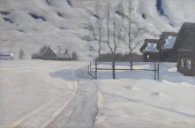 Картина маслом \"Зима в деревне\" — В интерьер