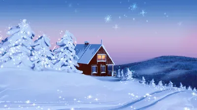 Дом зима ночь (59 фото) - 59 фото