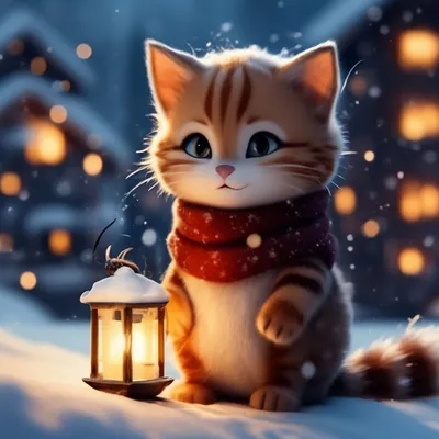 Зима котики мультяшно добрые картинки…» — создано в Шедевруме