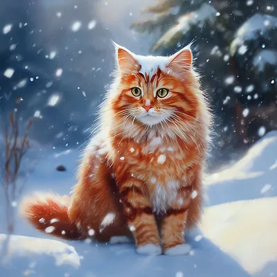 Зимний котик Зима, снежно, красивый …» — создано в Шедевруме