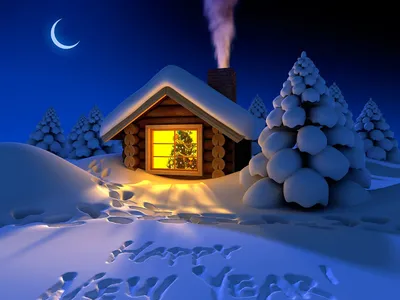 Фотография Новый год Зима Природа снегу Дома 1600x1200