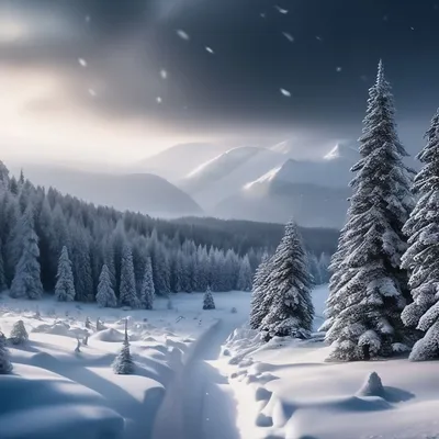 Зима, Падает снег, снежинки, метель…» — создано в Шедевруме
