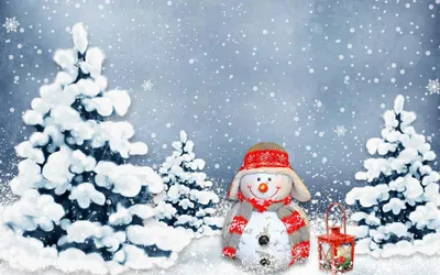 Скачать обои снег, новый год, зима, снеговик, фонарь разрешение 1280x800  #125770