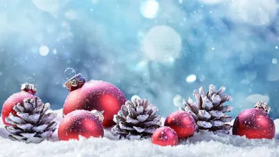 Скачать обои зима, снег, украшения, шары, елка, Новый Год, Рождество,  happy, Christmas, шишки, winter, snow, New Year,… | Fond de noël, Boule de  noel, Trucs de noël