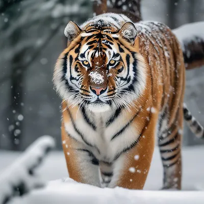 Картинки зима тигр