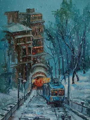 Иллюстрация Зимний город. Иллюстрация для серии открыток в стиле
