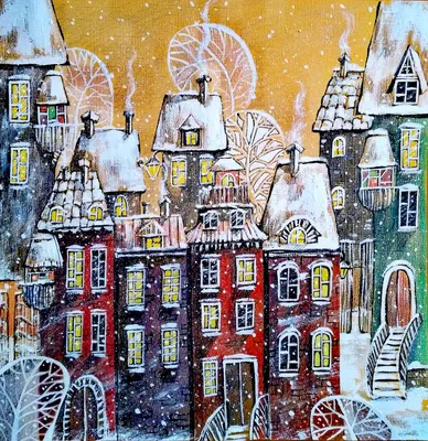 Рисунок зимнего города» — создано в Шедевруме