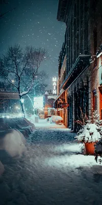 зимний вечер в городе | Зимние сцены, Фоновые рисунки, Зимние картинки