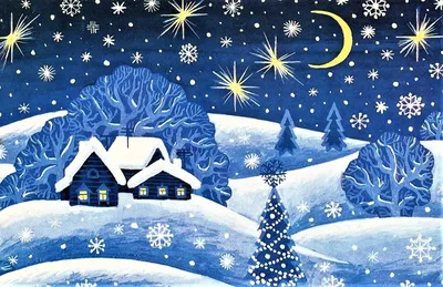 Картинка Рождество Зима Природа Снег ночью Дома 3840x2400