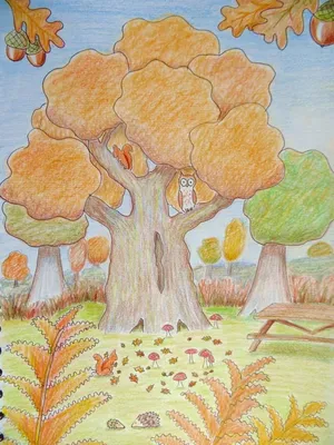 Золотая осень рисунок карандашом - 69 фото