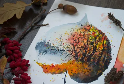 Рисунки золотая осень своими руками - 76 фото