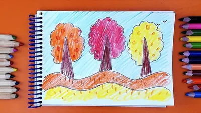 Деревья ОСЕНЬЮ рисуем КАРАНДАШАМИ / Урок рисования для детей от 3 лет -  YouTube