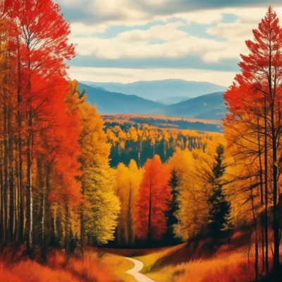 золотая осень в лесу. осенний лес с разноцветными деревьями и дорогой на  закате Стоковое Фото - изображение насчитывающей место, солнце: 223845346