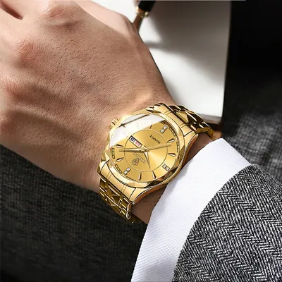 Модные роскошные золотые часы для мужчин, новинка 2023, военные спортивные  кварцевые наручные часы с календарем, повседневные часы из нержавеющей  стали, водонепроницаемые часы | AliExpress