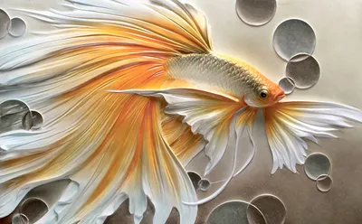 Модульная картина Бело-золотая рыбка на стену – Купить в интернет магазине  недорого | Фото и Цены в каталоге allstick.ru