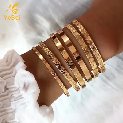 Набор золотых браслетов для женщин, 6 шт. роскошных браслетов, золотые  ювелирные изделия, модные женские ювелирные изделия 2022, бесплатная  доставка товаров, подарок для девушки | AliExpress