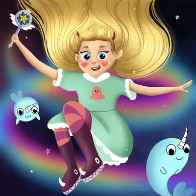 Иллюстрация Звездная принцесса в стиле 2d, детский, персонажи |