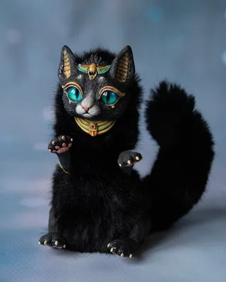 Кошка-бастет черная с зелеными глазами. Игрушка авторская, ручная работа,  шарнирная Синтепон, Гипоаллергенный пластик - купить по низким ценам в  интернет-магазине OZON (1326336716)