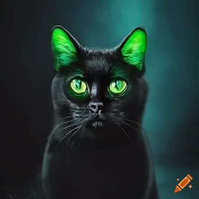 Чёрный кот с фиолетовыми глазами …» — создано в Шедевруме